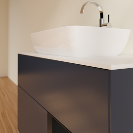 Тумба под раковину Villeroy & Boch Finion 100х50,1 см с подсветкой МДФ темно-синий матовый лак/стекло белое матовое G781PDHG