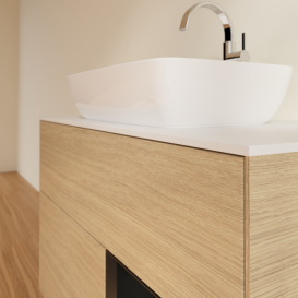 Тумба под раковину Villeroy & Boch Finion 100х50,1 см с подсветкой МДФ шпон дуба/стекло белое матовое G781PDPC