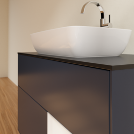Тумба под раковину Villeroy & Boch Finion 100х50,1 см с подсветкой МДФ темно-синий матовый лак/стекло черное матовое G782GFHG