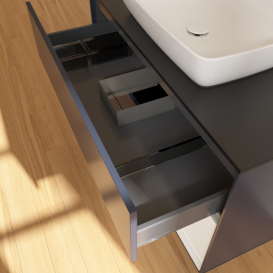 Тумба под раковину Villeroy & Boch Finion 100х50,1 см с подсветкой МДФ темно-синий матовый лак/стекло черное матовое G782GFHG