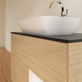 Тумба под раковину Villeroy & Boch Finion 100х50,1 см с подсветкой МДФ шпон дуба/стекло черное матовое G782GFPC