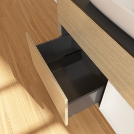 Тумба под раковину Villeroy & Boch Finion 100х50,1 см с подсветкой МДФ шпон дуба/стекло черное матовое G782GFPC