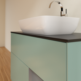 Тумба под раковину Villeroy & Boch Finion 100х50,1 см с подсветкой МДФ оливковый матовый лак/стекло черное матовое G782GKGM