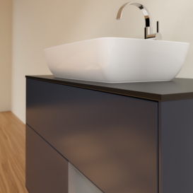 Тумба под раковину Villeroy & Boch Finion 100х50,1 см с подсветкой МДФ темно-синий матовый лак/стекло черное матовое G782GKHG