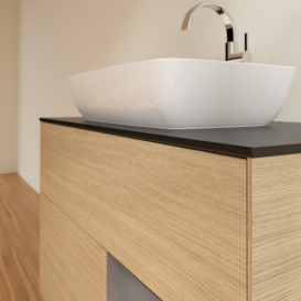 Тумба под раковину Villeroy & Boch Finion 100х50,1 см с подсветкой МДФ шпон дуба/стекло черное матовое G782GKPC