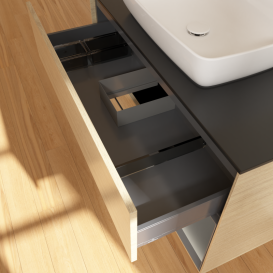 Тумба под раковину Villeroy & Boch Finion 100х50,1 см с подсветкой МДФ шпон дуба/стекло черное матовое G782GKPC