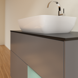 Тумба под раковину Villeroy & Boch Finion 100х50,1 см с подсветкой МДФ антрацит матовый лак/стекло черное матовое G782GMGK