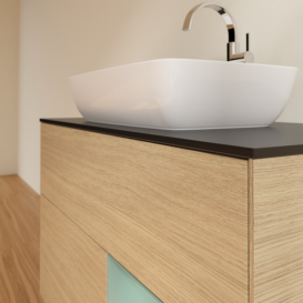 Тумба под раковину Villeroy & Boch Finion 100х50,1 см с подсветкой МДФ шпон дуба/стекло черное матовое G782GMPC