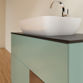 Тумба под раковину Villeroy & Boch Finion 100х50,1 см с подсветкой МДФ оливковый матовый лак/стекло черное матовое G782GNGM