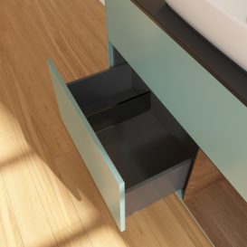 Тумба под раковину Villeroy & Boch Finion 100х50,1 см с подсветкой МДФ оливковый матовый лак/стекло черное матовое G782GNGM