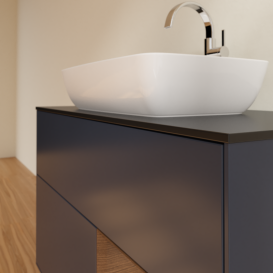 Тумба под раковину Villeroy & Boch Finion 100х50,1 см с подсветкой МДФ темно-синий матовый лак/стекло черное матовое G782GNHG