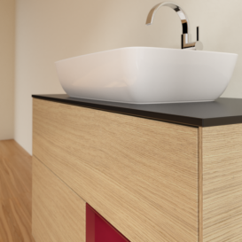 Тумба под раковину Villeroy & Boch Finion 100х50,1 см с подсветкой МДФ шпон дуба/стекло черное матовое G782HBPC