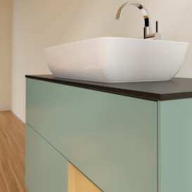 Тумба під раковину Villeroy & Boch Finion 100х50,1 см із підсвічуванням МДФ оливковий матовий лак/скло чорне матове G782HFGM