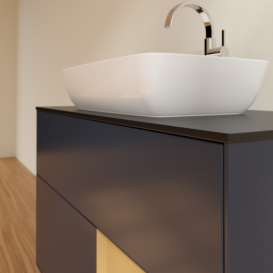 Тумба под раковину Villeroy & Boch Finion 100х50,1 см с подсветкой МДФ темно-синий матовый лак/стекло черное матовое G782HFHG