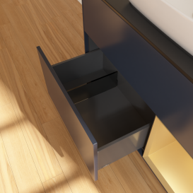 Тумба под раковину Villeroy & Boch Finion 100х50,1 см с подсветкой МДФ темно-синий матовый лак/стекло черное матовое G782HFHG