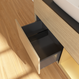 Тумба под раковину Villeroy & Boch Finion 100х50,1 см с подсветкой МДФ шпон дуба/стекло черное матовое G782HFPC