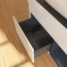 Тумба под раковину Villeroy & Boch Finion 100х50,1 см с подсветкой МДФ глянцевый белый лак/стекло черное матовое G782HGGF