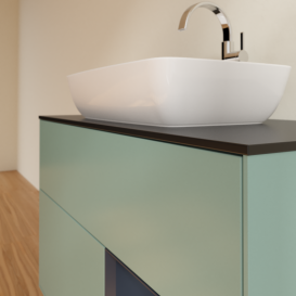 Тумба под раковину Villeroy & Boch Finion 100х50,1 см с подсветкой МДФ оливковый матовый лак/стекло черное матовое G782HGGM