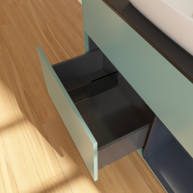 Тумба под раковину Villeroy & Boch Finion 100х50,1 см с подсветкой МДФ оливковый матовый лак/стекло черное матовое G782HGGM