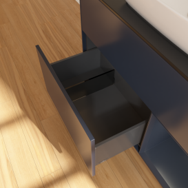 Тумба под раковину Villeroy & Boch Finion 100х50,1 см с подсветкой МДФ темно-синий матовый лак/стекло черное матовое G782HGHG