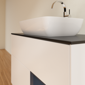 Тумба под раковину Villeroy & Boch Finion 100х50,1 см с подсветкой МДФ белый матовый лак/стекло черное матовое G782HGMT