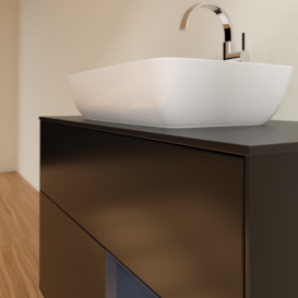 Тумба под раковину Villeroy & Boch Finion 100х50,1 см с подсветкой МДФ черный матовый лак/стекло черное матовое G782HGPD