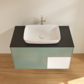 Тумба под раковину Villeroy & Boch Finion 100х50,1 см с подсветкой МДФ оливковый матовый лак/стекло черное матовое G782MTGM