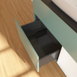 Тумба под раковину Villeroy & Boch Finion 100х50,1 см с подсветкой МДФ оливковый матовый лак/стекло черное матовое G782MTGM