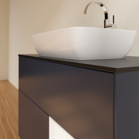 Тумба под раковину Villeroy & Boch Finion 100х50,1 см с подсветкой МДФ темно-синий матовый лак/стекло черное матовое G782MTHG