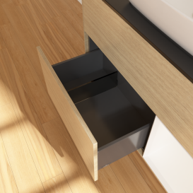 Тумба под раковину Villeroy & Boch Finion 100х50,1 см с подсветкой МДФ шпон дуба/стекло черное матовое G782MTPC