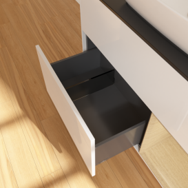 Тумба под раковину Villeroy & Boch Finion 100х50,1 см с подсветкой МДФ глянцевый белый лак/стекло черное матовое G782PCGF