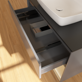 Тумба під раковину Villeroy & Boch Finion 100х50,1 см із підсвічуванням МДФ антрацит матовий лак/скло чорне матове G782PCGK