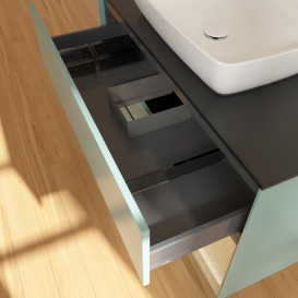 Тумба под раковину Villeroy & Boch Finion 100х50,1 см с подсветкой МДФ оливковый матовый лак/стекло черное матовое G782PCGM