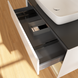 Тумба под раковину Villeroy & Boch Finion 100х50,1 см с подсветкой МДФ белый матовый лак/стекло черное матовое G782PCMT