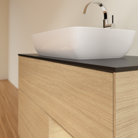 Тумба под раковину Villeroy & Boch Finion 100х50,1 см с подсветкой МДФ шпон дуба/стекло черное матовое G782PCPC