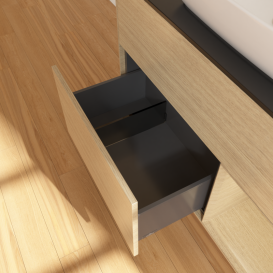 Тумба под раковину Villeroy & Boch Finion 100х50,1 см с подсветкой МДФ шпон дуба/стекло черное матовое G782PCPC