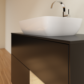 Тумба под раковину Villeroy & Boch Finion 100х50,1 см с подсветкой МДФ черный матовый лак/стекло черное матовое G782PCPD