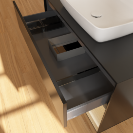 Тумба под раковину Villeroy & Boch Finion 100х50,1 см с подсветкой МДФ черный матовый лак/стекло черное матовое G782PCPD