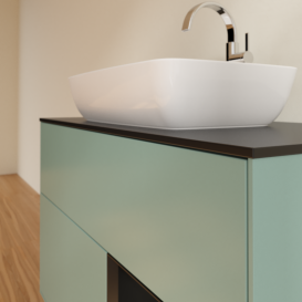 Тумба под раковину Villeroy & Boch Finion 100х50,1 см с подсветкой МДФ оливковый матовый лак/стекло черное матовое G782PDGM