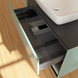 Тумба под раковину Villeroy & Boch Finion 100х50,1 см с подсветкой МДФ оливковый матовый лак/стекло черное матовое G782PDGM