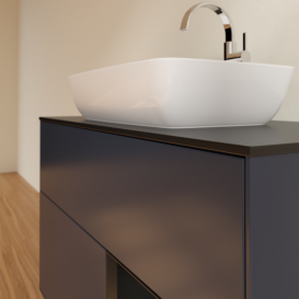 Тумба под раковину Villeroy & Boch Finion 100х50,1 см с подсветкой МДФ темно-синий матовый лак/стекло черное матовое G782PDHG