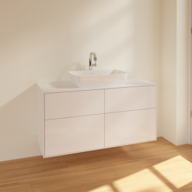 Тумба под раковину Villeroy & Boch Finion 120х50,1 см МДФ глянцевый белый лак/стекло белое матовое F79100GF