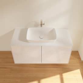 Тумба под раковину Villeroy & Boch Finion 120х50,1 см МДФ глянцевый белый лак/стекло белое матовое F79100GF