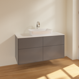 Тумба под раковину Villeroy & Boch Finion 120х50,1 см МДФ антрацит матовый лак/стекло белое матовое F79100GK