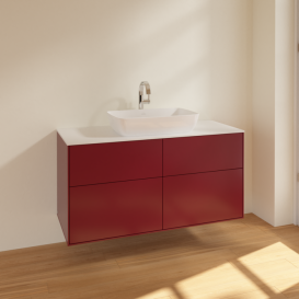 Тумба под раковину Villeroy & Boch Finion 120х50,1 см МДФ пион матовый лак/стекло белое матовое F79100HB