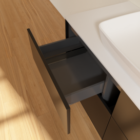 Тумба под раковину Villeroy & Boch Finion 120х50,1 см МДФ черный матовый лак/стекло белое матовое F79100PD