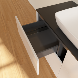 Тумба под раковину Villeroy & Boch Finion 120х50,1 см МДФ глянцевый белый лак/стекло черное матовое F79200GF