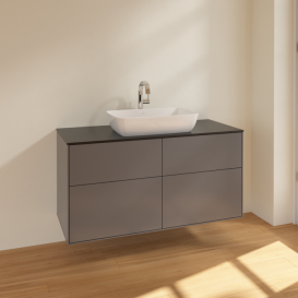 Тумба под раковину Villeroy & Boch Finion 120х50,1 см МДФ антрацит матовый лак/стекло черное матовое F79200GK