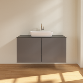 Тумба под раковину Villeroy & Boch Finion 120х50,1 см МДФ антрацит матовый лак/стекло черное матовое F79200GK