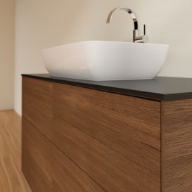 Тумба под раковину Villeroy & Boch Finion 120х50,1 см МДФ шпон грецкого ореха/стекло черное матовое F79200GN